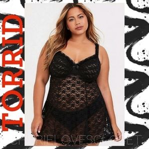 TORRID Simply Lace Black Underwire Babydoll or Chemise! NWT!